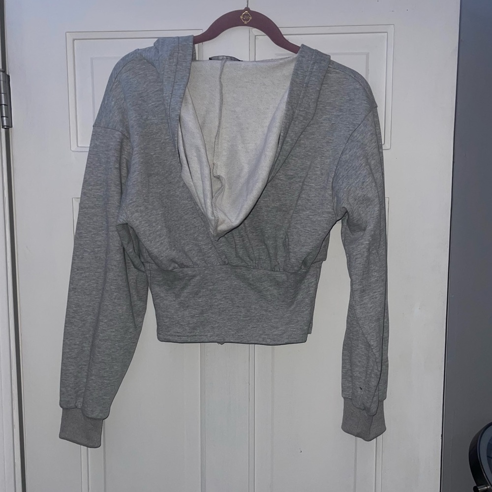 CIDER Gray Zip Up Crop Hoodie, Size S - Picture 5 of 5